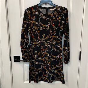 LOFT Black and Gold Long Sleeve Sheath Dress. 00P